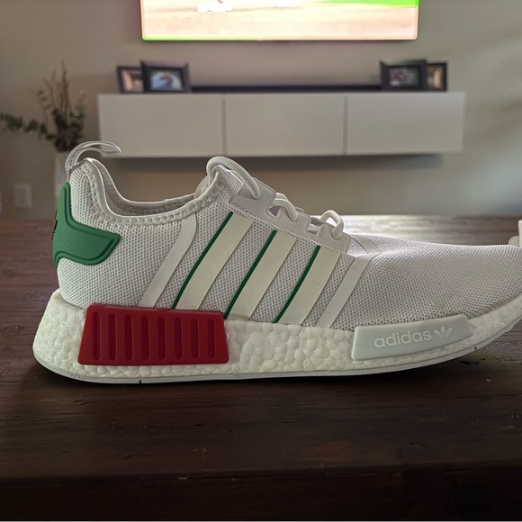 adidas Other - Adidas Men's White Athletic Shoes with Green and Red Accents